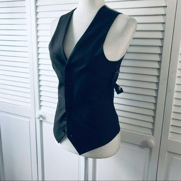 *NEW* J. FERRAR Gray Silver V-Neck Slim Fit Vest Size XS