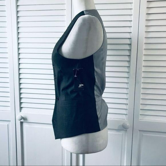 *NEW* J. FERRAR Gray Silver V-Neck Slim Fit Vest Size XS