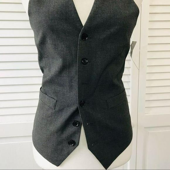 *NEW* J. FERRAR Gray Silver V-Neck Slim Fit Vest Size XS