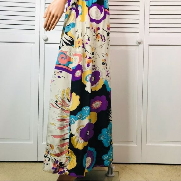 MATTY M Silk Racerback Abstract Print Tank Maxi Dress Size M