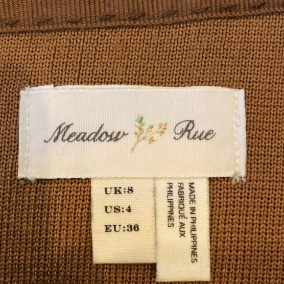 ANTHROPOLOGIE Meadow Rue Brown Buckled Felt Layered Skirt Size 4