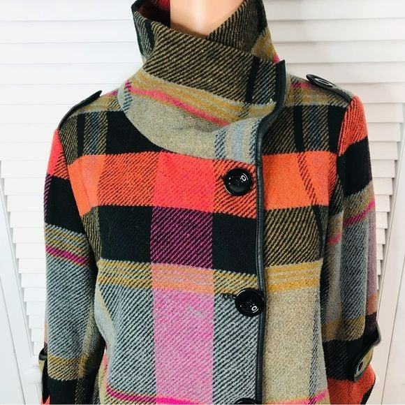 FOR CYNTHIA by Cynthia Rowley Plaid Swing Jacket Size L
