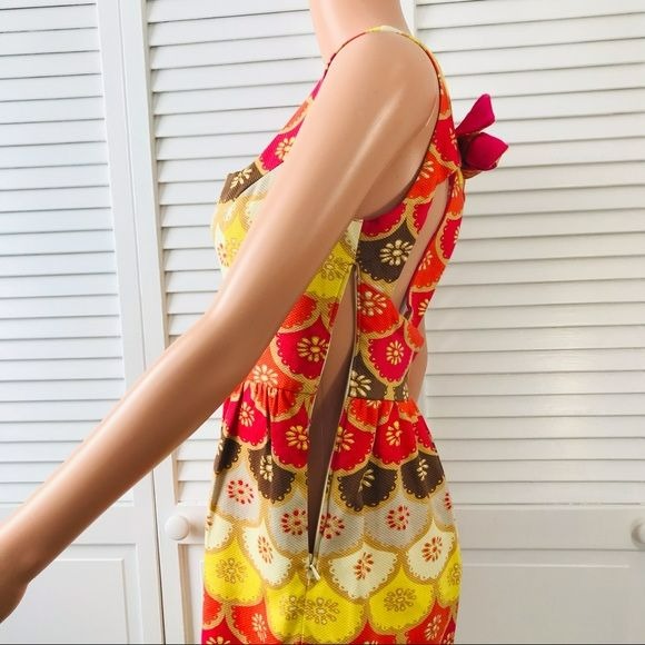 JUDITH MARCH Yellow Orange Printed Sleeveless Dress Size M