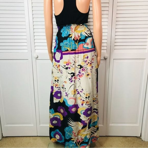 MATTY M Silk Racerback Abstract Print Tank Maxi Dress Size M