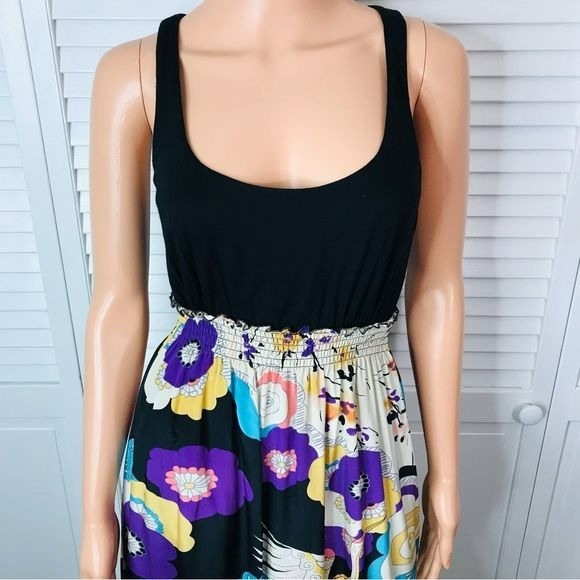MATTY M Silk Racerback Abstract Print Tank Maxi Dress Size M