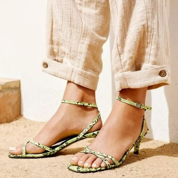 FREE PEOPLE Green Black Salina Strappy Heeled Sandals Size 36