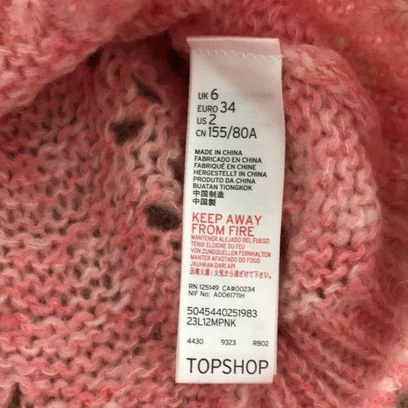 *NEW* TOPSHOP Pink Acrylic Blend Knit Sweater Size 2