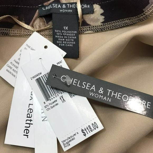 CHELSEA & THEODORE Purple Floral Faux Leather Open Front Cardigan Size 1X
