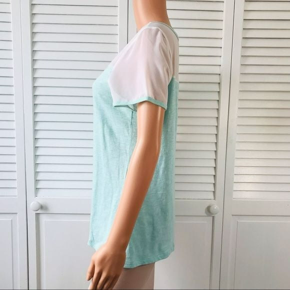 LIZ CLAIBORNE Aqua Short Sleeve Shirt Size M