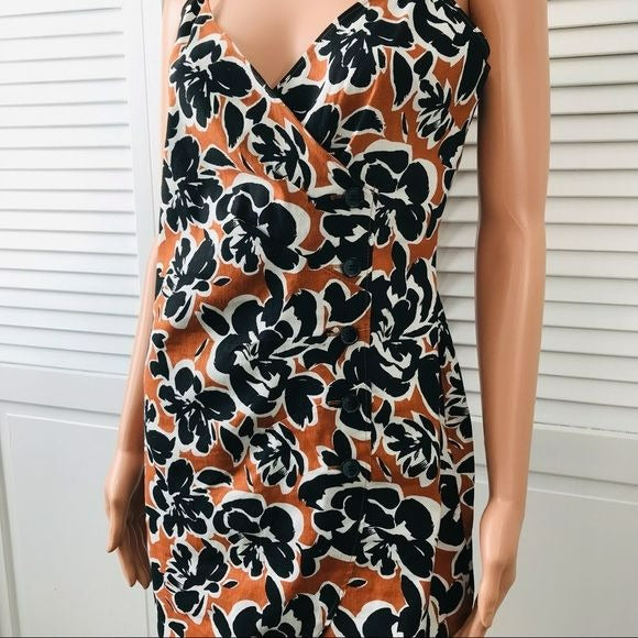 LEITH Brown Black Floral Spaghetti Strap Dress Size M