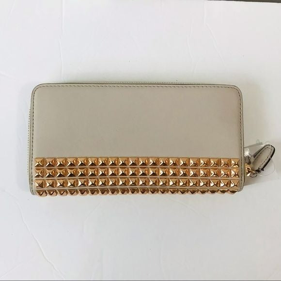 *NEW* COACH Parchment Studded Zip Around Wallet