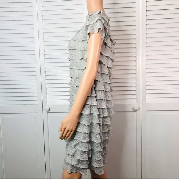 FOXIEDOX Metallic Grace Knit Ruffle Dress Size Small