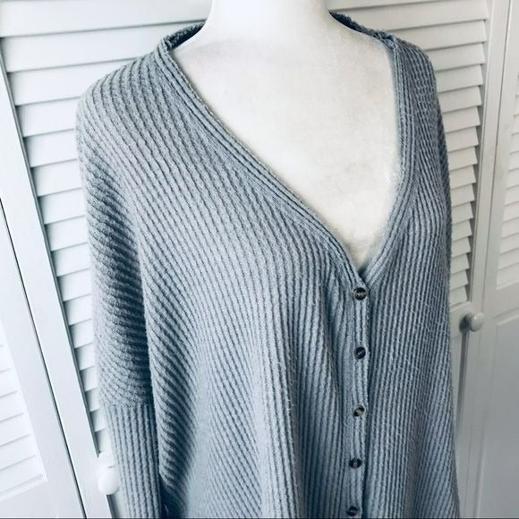 OUT FROM UNDER Gray V-Neck Button Down Oversized Cardigan Sweater