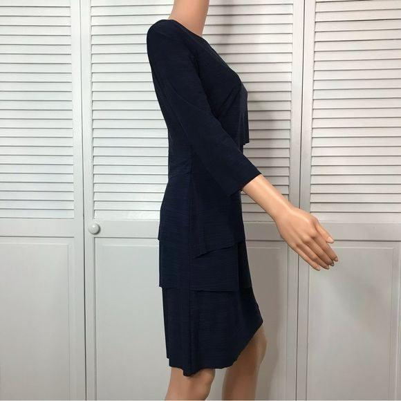 TAHARI Navy Blue Tiered Dress Size 6