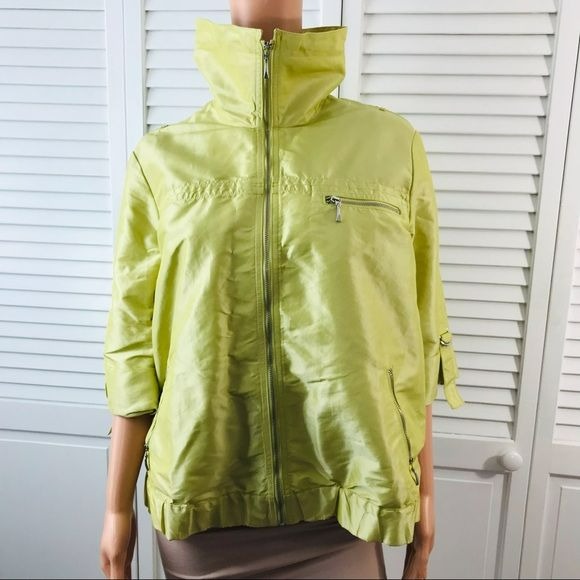 CHICO’S Lime Green Rayon 3/4 Sleeve Jacket Size L