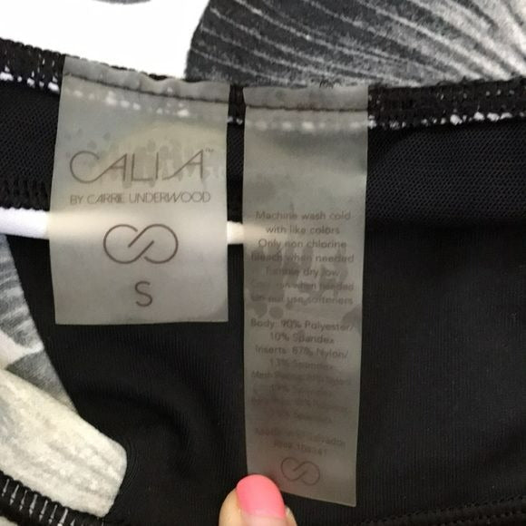 CALIA By Carrie Underwood Gray Black Mesh Detail Leggings Size S