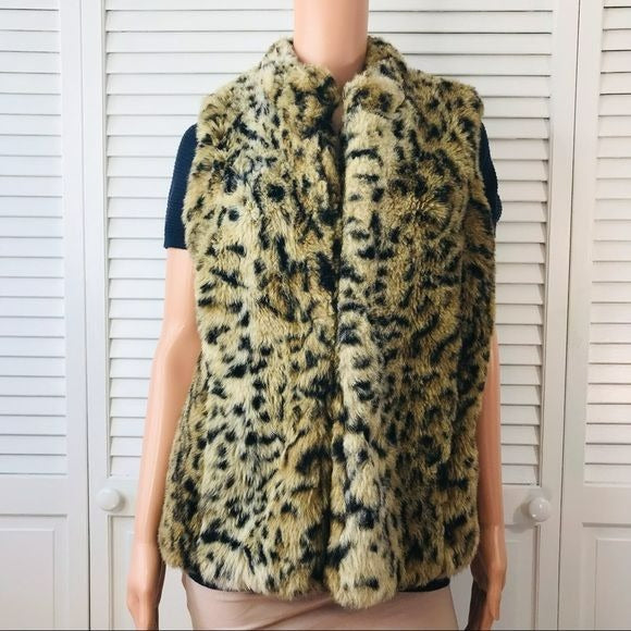 CHICO’S Tan Black Animal Print Vest Size L