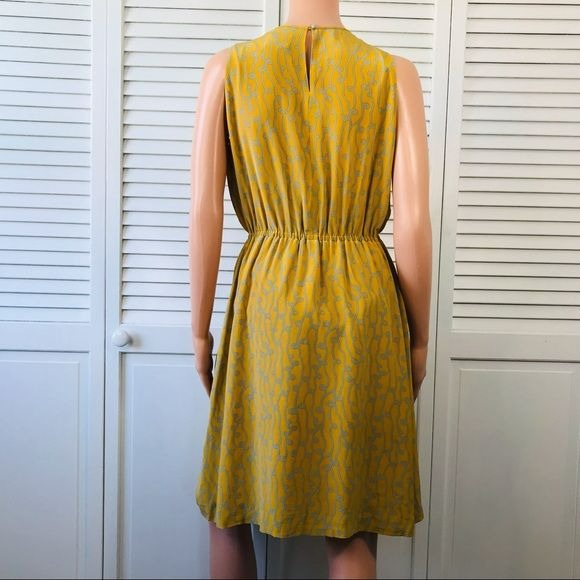 GIRLS FROM SAVOY By Anthropologie Yellow Gray Silk Sleeveless Dress Size 8