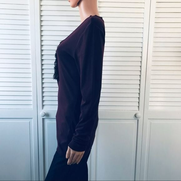 BANANA REPUBLIC Purple Scoop Neck Long Sleeve Shirt Size L