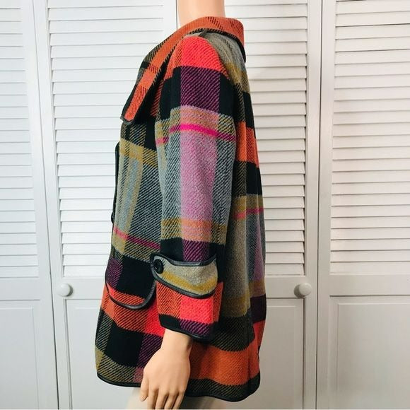 FOR CYNTHIA by Cynthia Rowley Plaid Swing Jacket Size L