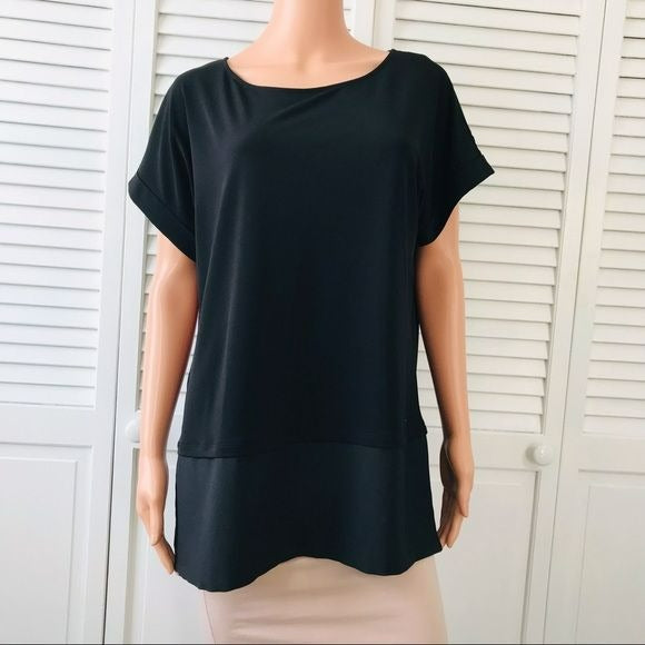 CALVIN KLEIN Black Short Sleeve Blouse Size M