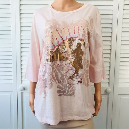 LANE BRYANT Pink Cotton 3/4 Sleeve Shirt Size 14/16 (new with tags)