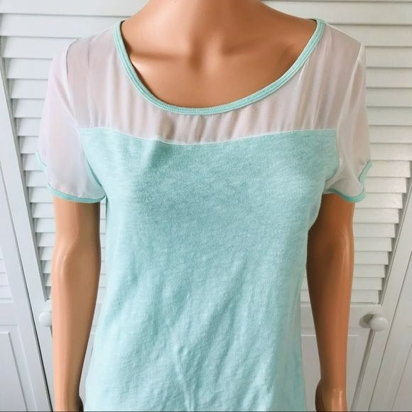 LIZ CLAIBORNE Aqua Short Sleeve Shirt Size M
