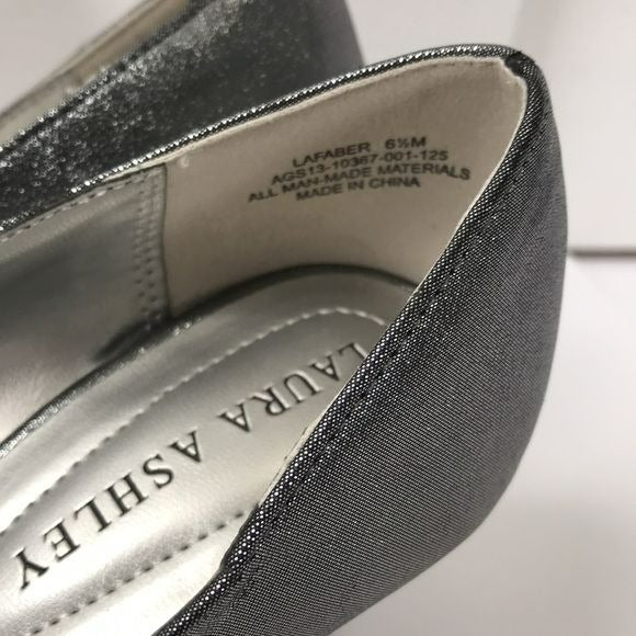 LAURA ASHLEY Silver Chunky Heel Pumps Size 6.5M
