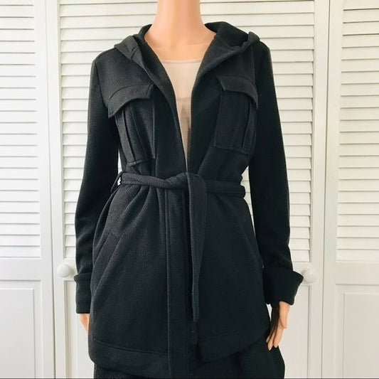 *NEW* BOBI BLACK Black Open Front Hooded Jacket Size S