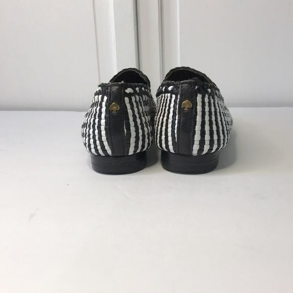 KATE SPADE Caylee Black White Woven Nappa Leather Loafers Size 6