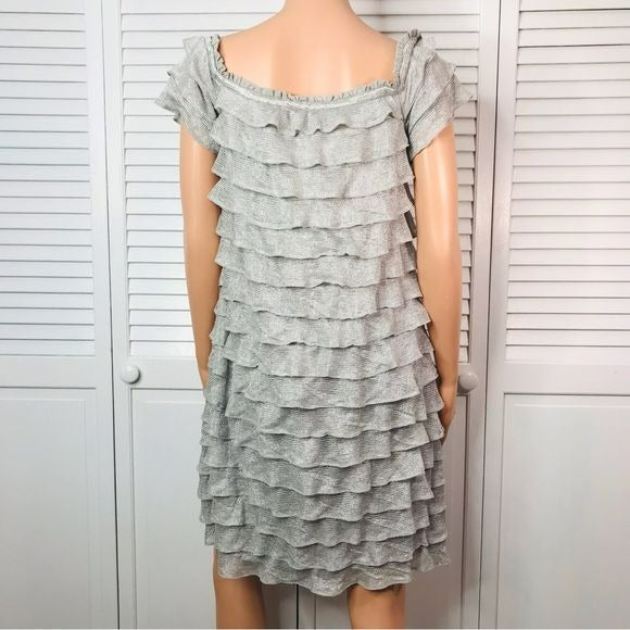 FOXIEDOX Metallic Grace Knit Ruffle Dress Size Small