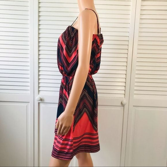 EXPRESS Coral Navy Blue Spaghetti Strap Dress Size L