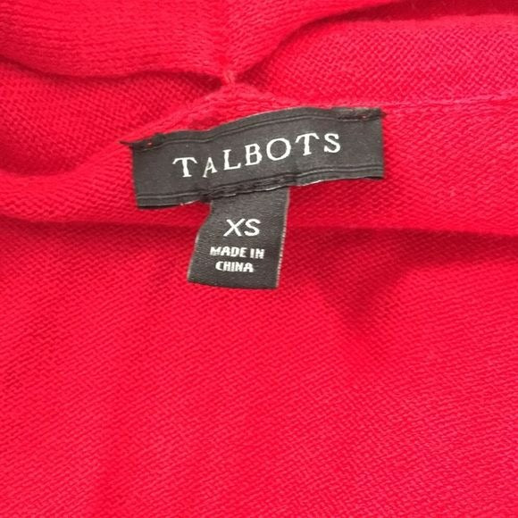 TALBOTS Red Open Front Long Sleeve Cardigan Sweater