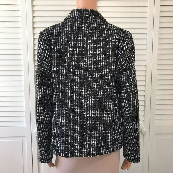 ANDREE By Unit Black White Plaid Sparkly Blazer Size L (new with tags)