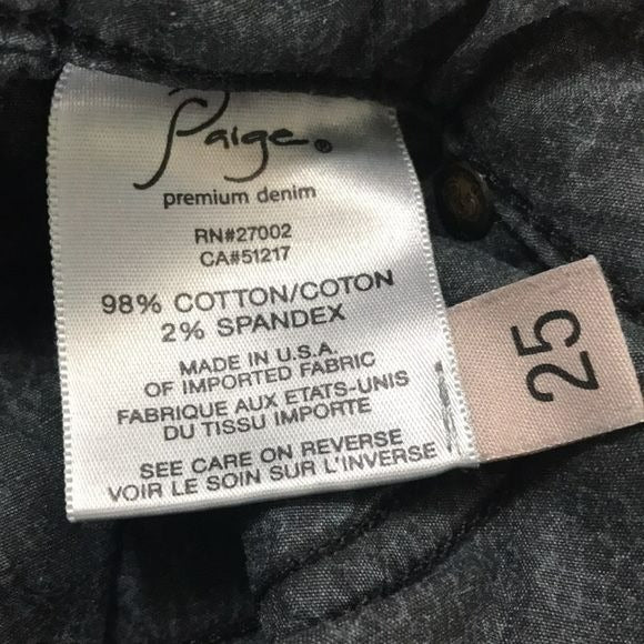 PAIGE Black Skyline Jeans Size 25