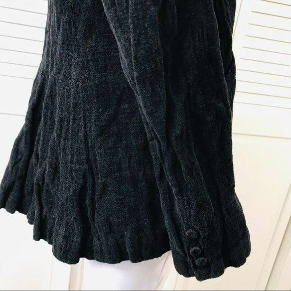 EILEEN FISHER Black V-Neck Crinkle Design Sparkle Jacket