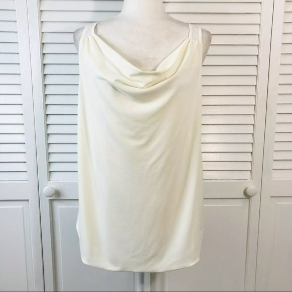*NEW* DKNY Ivory Cowl Neck Sleeveless Blouse Size L