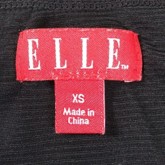 ELLE Black Lace Short Sleeve Shirt Size XS