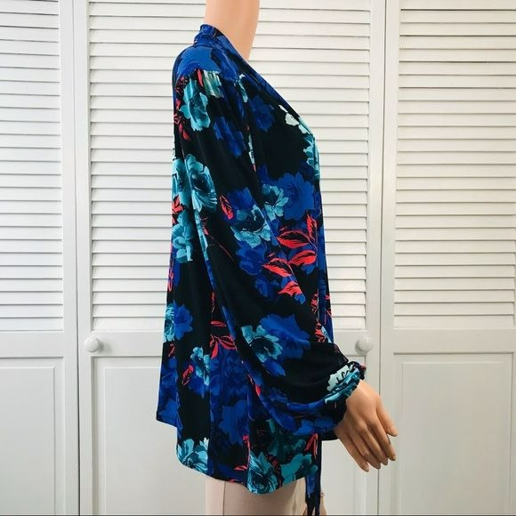 JESSICA LONDON Black Floral Long Sleeve Shirt Size 18/20
