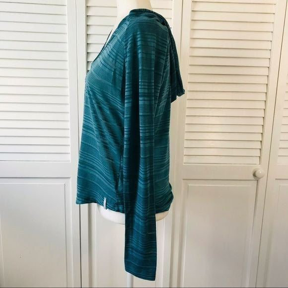 COLUMBIA Teal V-Neck Semi Sheer Lightweight Hoodie Size M