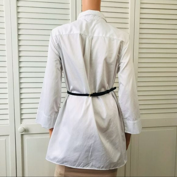 NM NEIMAN MARCUS White Tunic Long Sleeve Shirt Size S