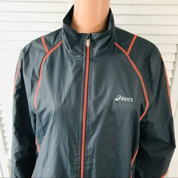 ASICS Gray Orange Windbreaker Jacket Size S