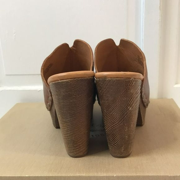 KORK-EASE Tan Deanna Chunky Leather Clog Sandals Size 7