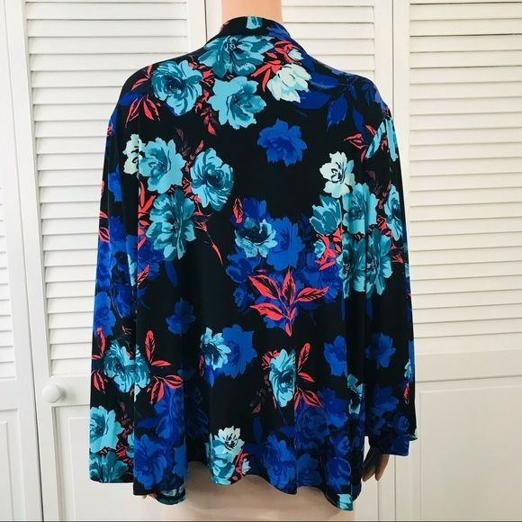 JESSICA LONDON Black Floral Long Sleeve Shirt Size 18/20