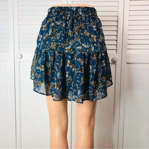 DREW Navy Floral Mini Skirt Size S
