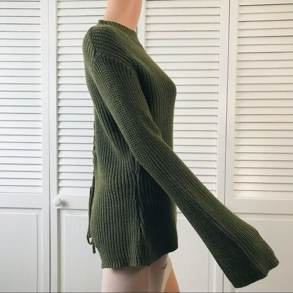 POOF New York Green Open Back Sweater Size M