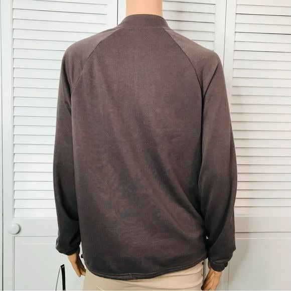 KAY UNGER Taupe Zip Up Sweater Size M