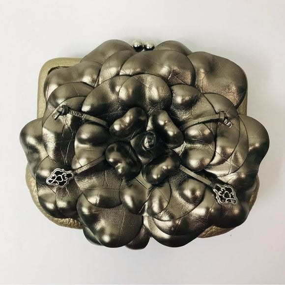DON VINCENT Metallic Flower Avalon Bay Coin Purse