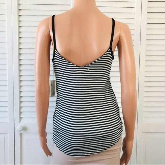 GLITZ Black White Striped Spaghetti Strap Shirt Size S (new with tags)