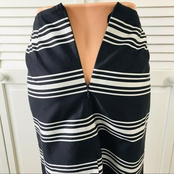 TALBOTS Black White Striped Cotton Pencil Skirt Size 6